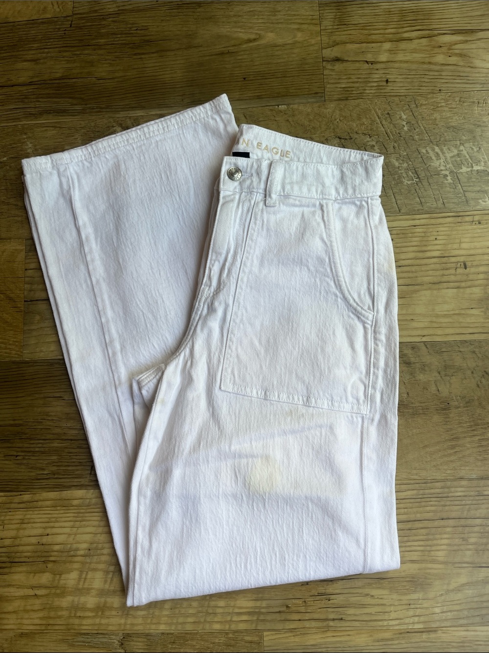 American Eagle Outfitters White  Jeans with Front Patch Pockets